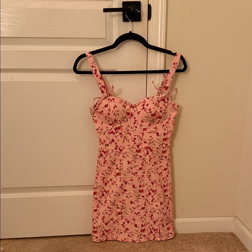 Francesca’s Floral Pink Dress with Spaghetti Straps